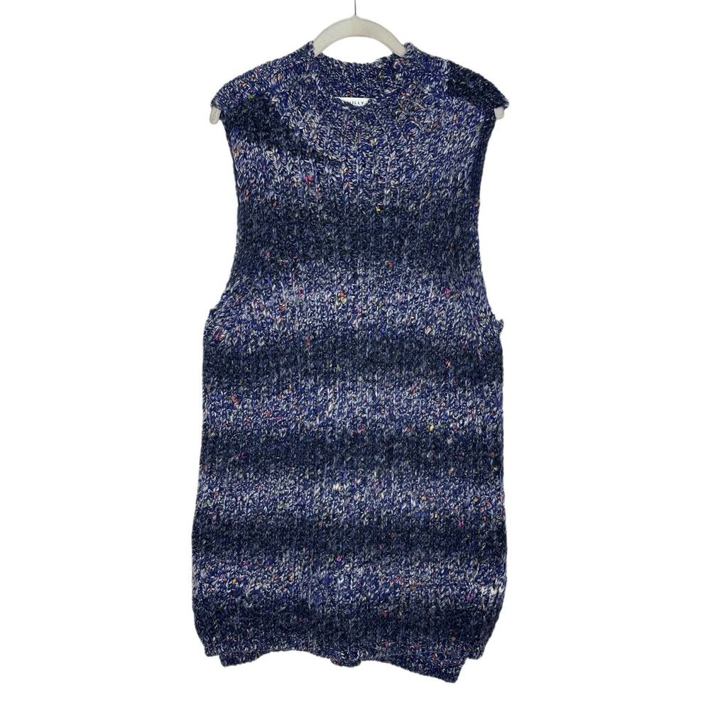 Milly Womens Sleeveless Sweater Blue Knit Tunic Striped Dress Size Large